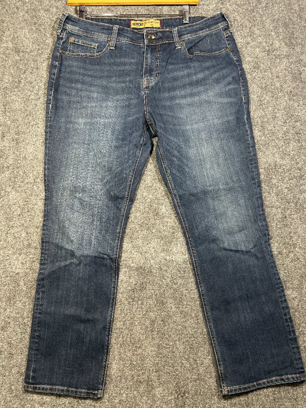 Seven7 Jeans Mens 38 Cotton Stretch Slim Straight Leg Pockets Medium Wash Zip